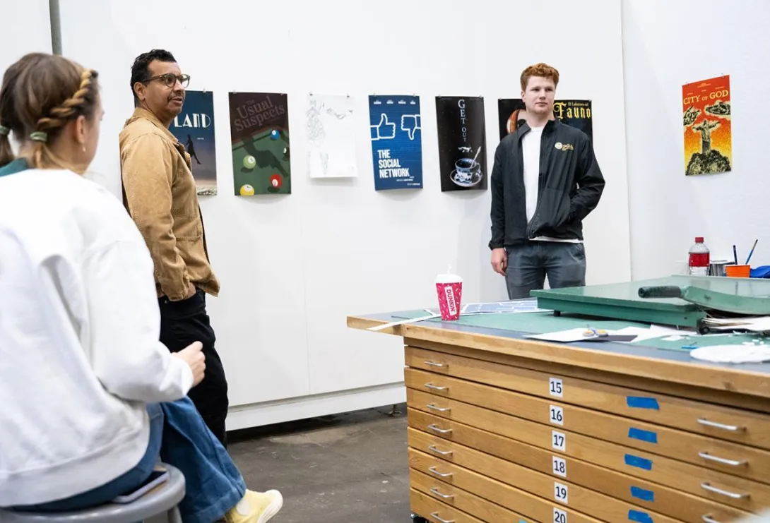 Lehigh students in an art studio.