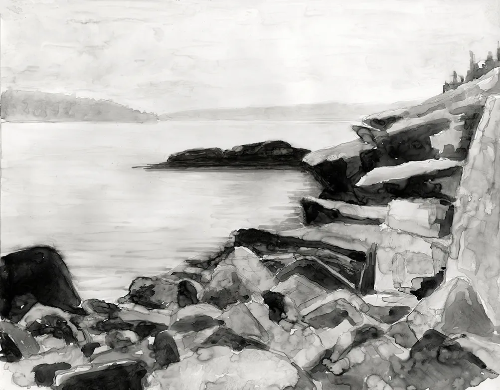 John Travers harbor art called Winter Harbor, Acadia